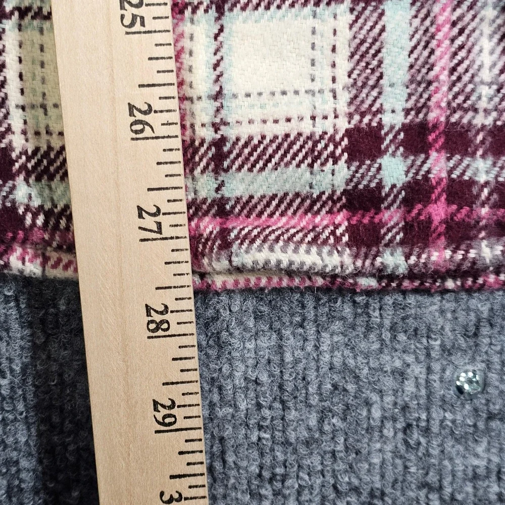 True Religion Workwear Plaid Flannel Shirt Mens Medium Ivory Pink Horseshoe